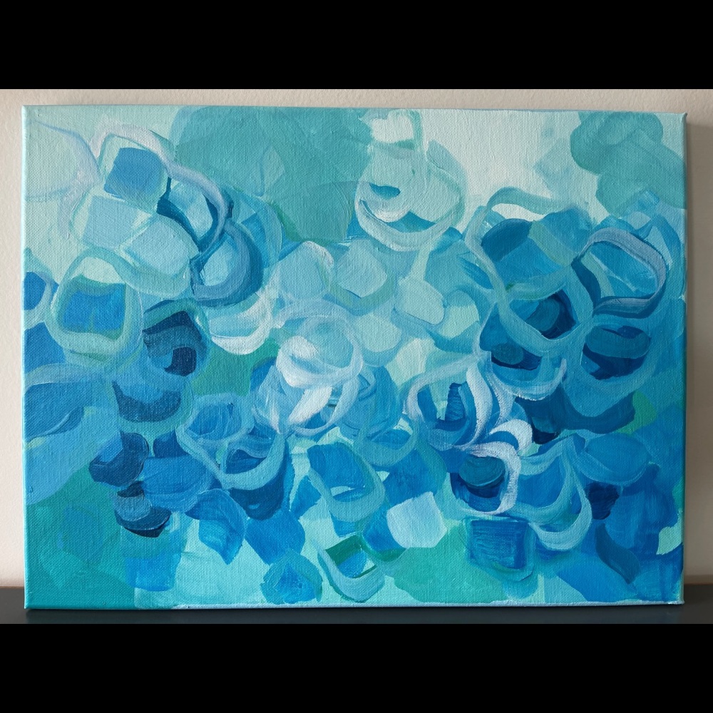 An original aquatic acrylic painting on canvas